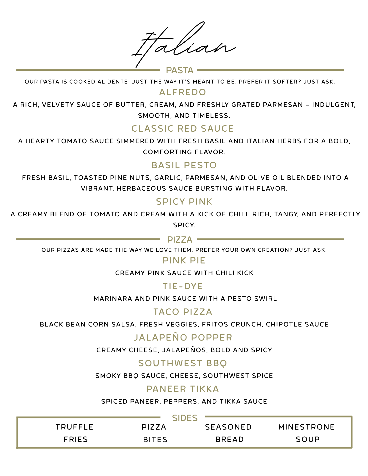 Italian Catering Menu